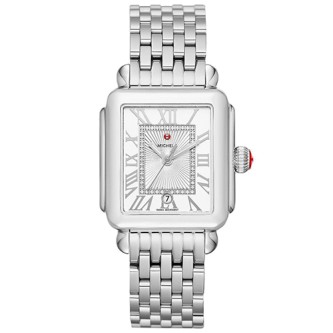 Michele - Ladies' Deco Madison Silver-Tone Diamond Bracelet Watch, 47 Diamonds